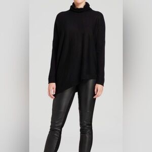 EILEEN FISHER BLACK COWL NECK MERINO WOOL SWEATER